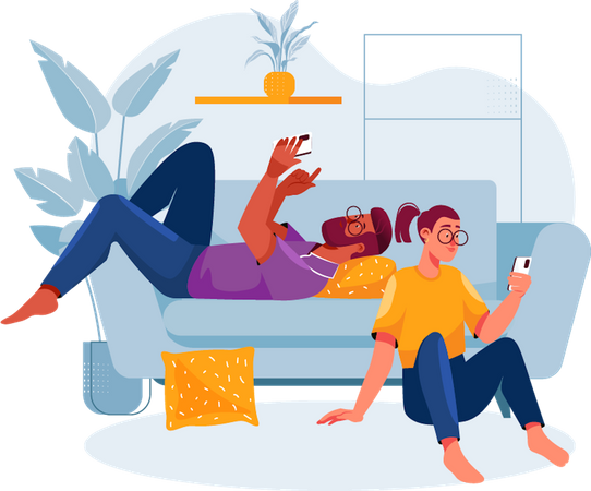 People using gadgets  Illustration