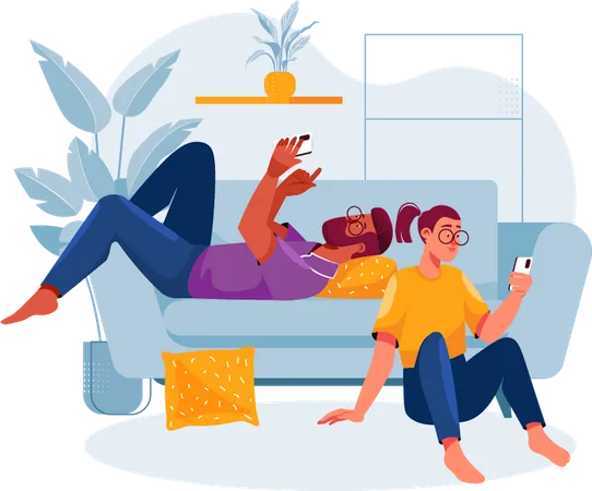 People using gadgets  Illustration