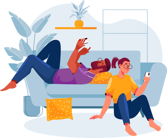 People using gadgets  Illustration