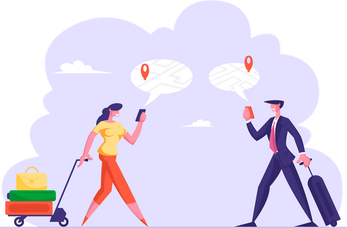 People using GPS for finding location  Illustration