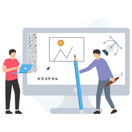 People using graphing tools  Illustration