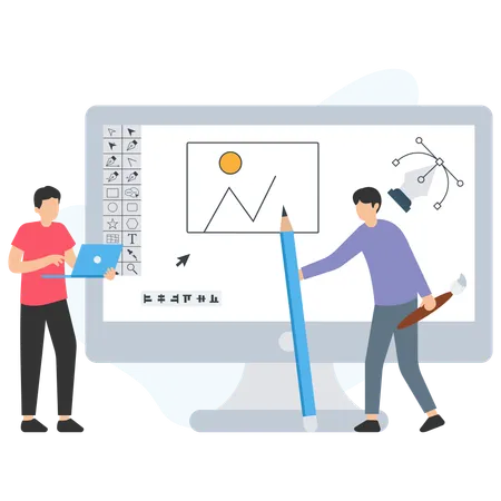 People using graphing tools  Illustration