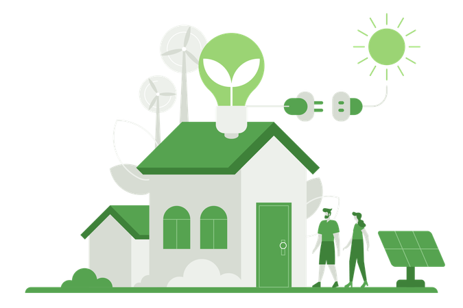 People using green energy  Illustration