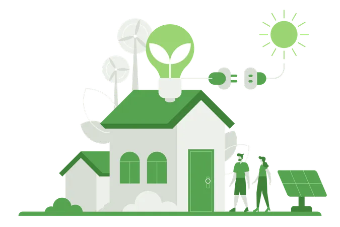 People using green energy  Illustration