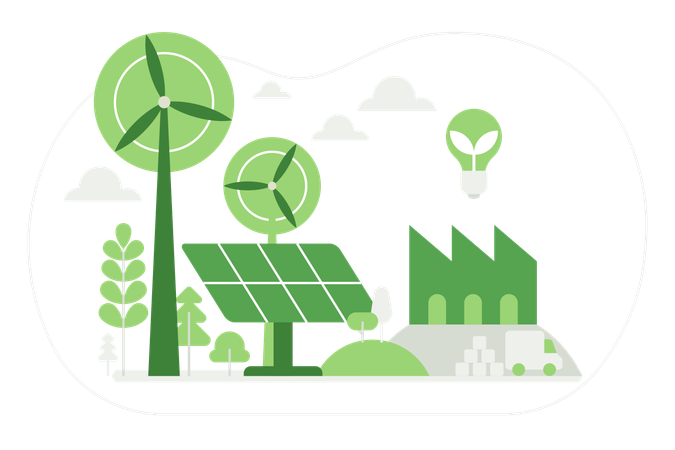 People using green energy  Illustration