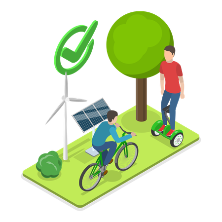 People using green technologies  Illustration