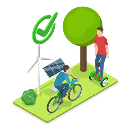 People using green technologies  Illustration