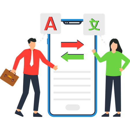 People using language Translation App  Illustration