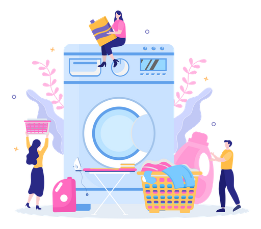 People using laundry service  Illustration