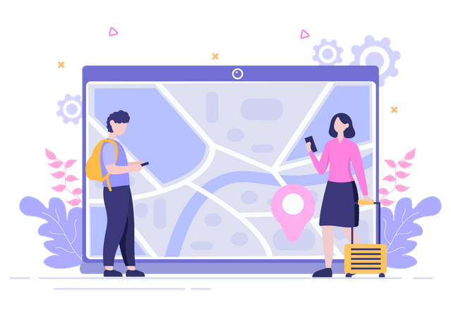 People using location app  Illustration