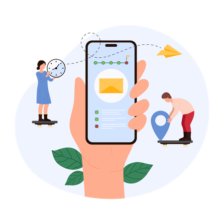 People using mail delivery tracking ap  Illustration