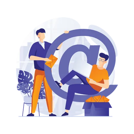 People using mail service  Illustration