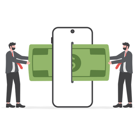 People using mobile banking app  Illustration