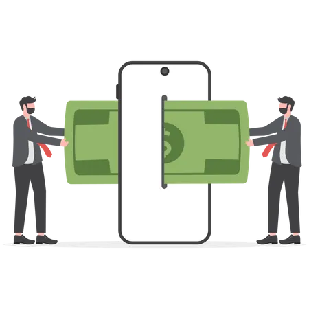 People Using Mobile Banking App Online Money Transfer Net Banking Concept Illustration