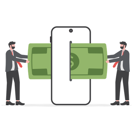 People using mobile banking app  Illustration