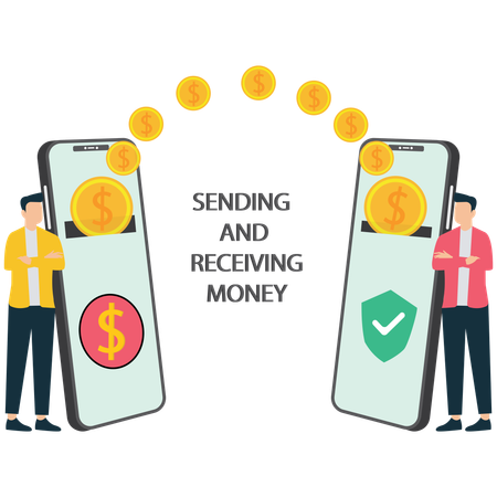 People using Mobile Money Transfer and Digital Payment  Illustration