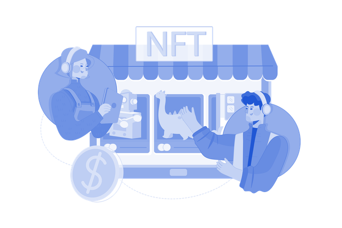 People using NFT marketplace  Illustration