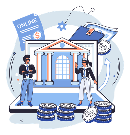 People using online banking platform  Illustration