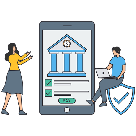 People using online banking service  Illustration