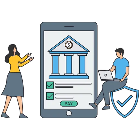 People using online banking service  Illustration