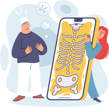 People using online diagnosis service  Illustration