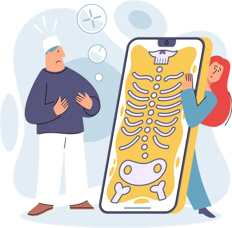 People using online diagnosis service  Illustration