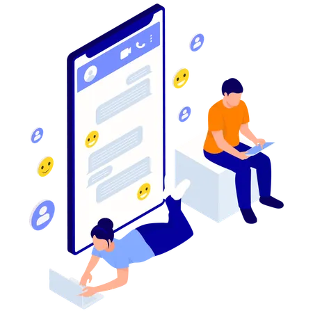 People using online messaging chat  Illustration