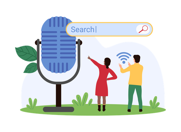 People using online voice search  Illustration