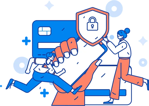 People using secure credit card  Illustration