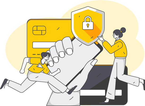 People using secure credit card  Illustration