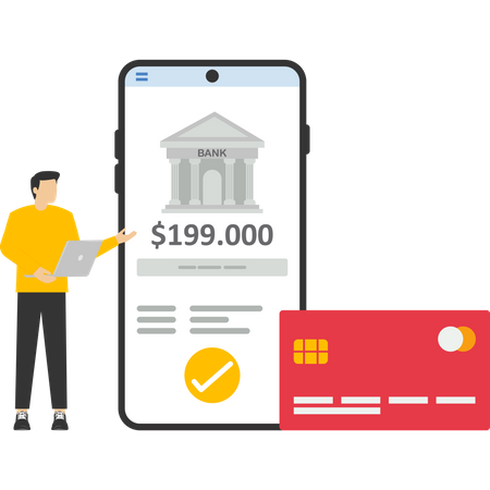 People using smart phones for online banking and accounting  일러스트레이션