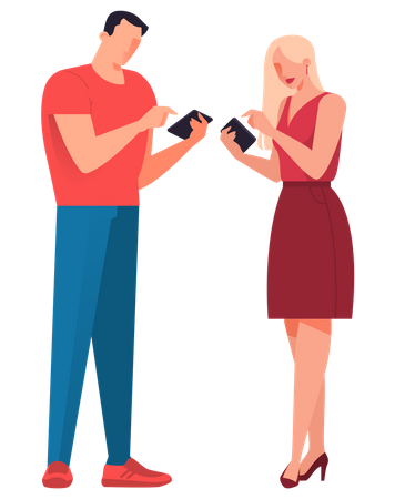 People using smartphone  Illustration