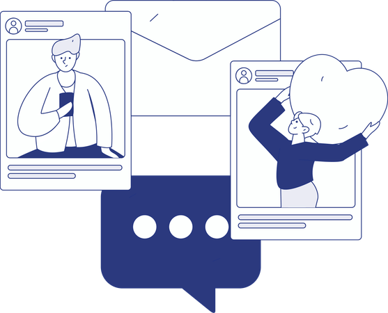 People Using Social Media  Illustration