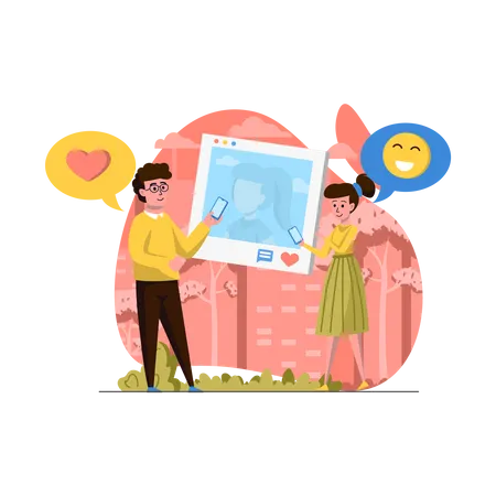 Social Network Concept Scenes Set Man And Woman Take Selfie Post Photos Collect Likes And Comments Followers Collection Of People Activities Vector Illustration Of Characters In Flat Design Illustration