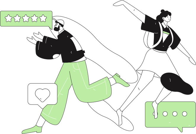 People using social media applications for communication  Illustration
