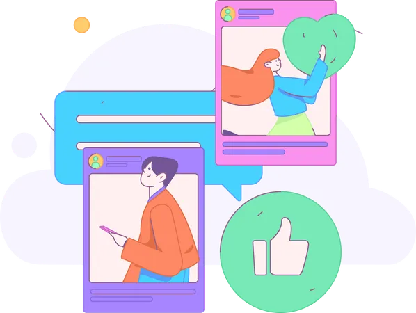 People using social media  Illustration