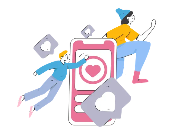 People using social media  Illustration