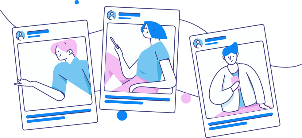 People Using Social Media  Illustration