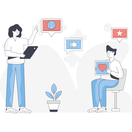 People using social media  Illustration