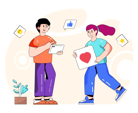 People using social media  Illustration