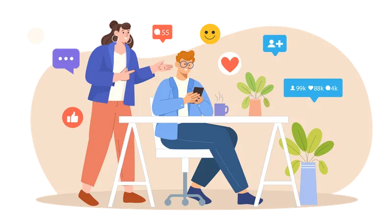 People using social media  Illustration