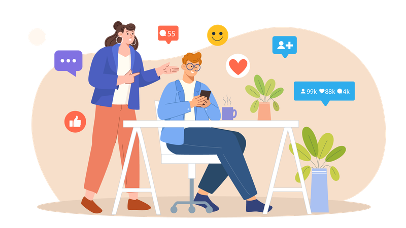 People using social media  Illustration