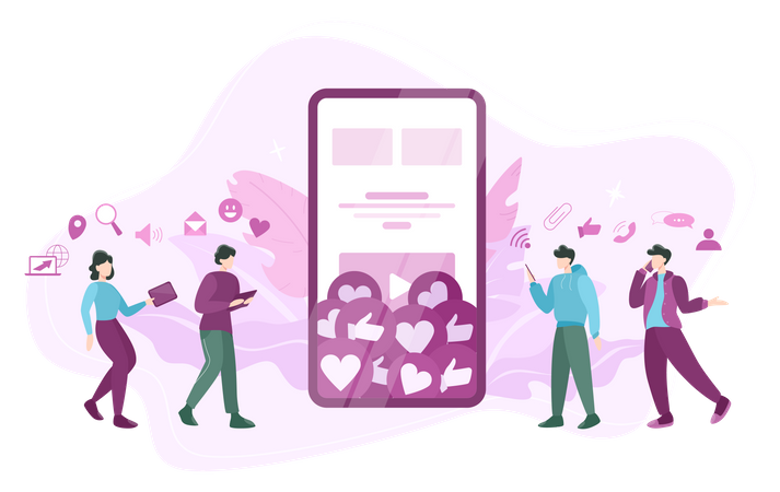People using social media  Illustration