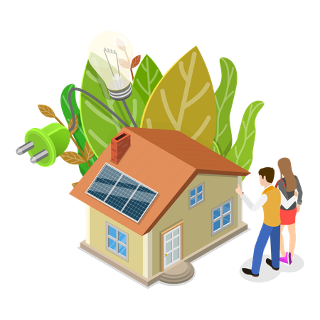 People using sustainable energy  Illustration