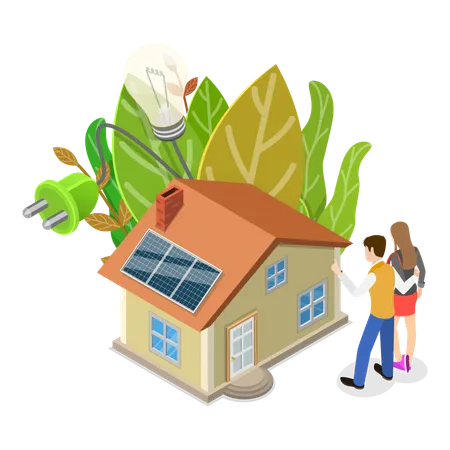 People using sustainable energy  Illustration