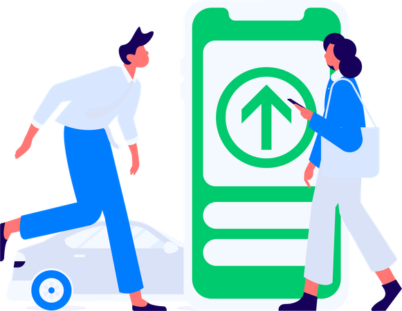 People using taxi booking app  Illustration