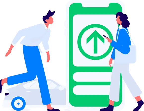 People using taxi booking app  Illustration