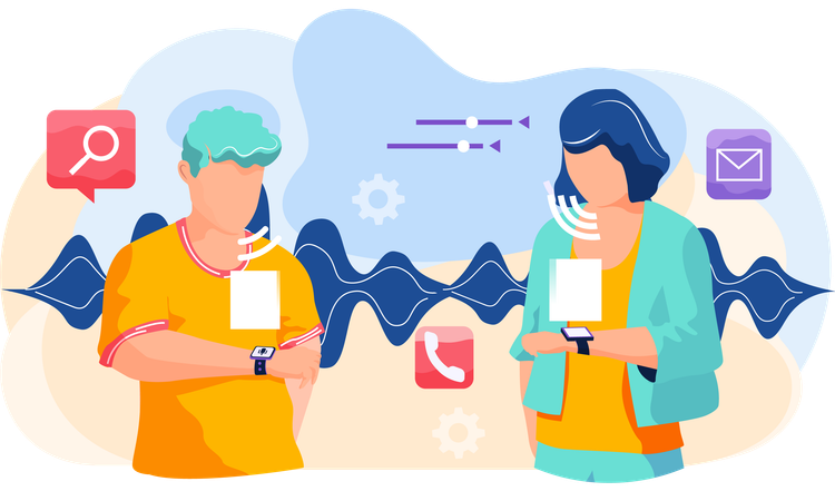 People Using Voice assistant  Illustration