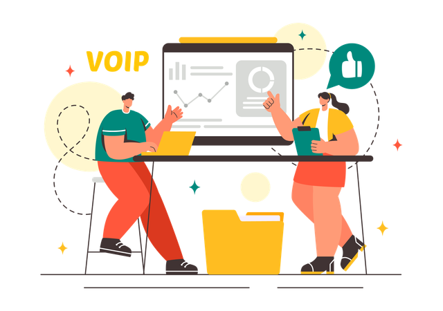 People using VOIP technology services analysis among users  Illustration