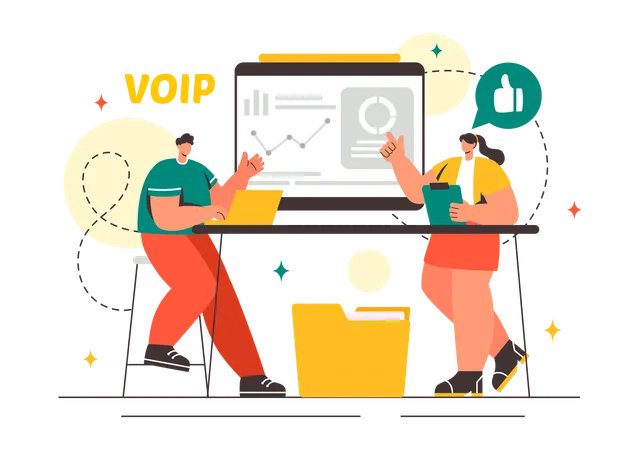 People using VOIP technology services analysis among users  Illustration